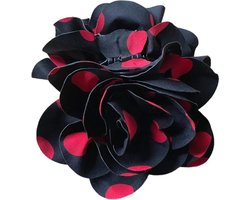 Spaanse haarbloem zwart met rode stippen Luxe - haarklem bloem bij flamenco jurk verkleedkleren meisje dames -