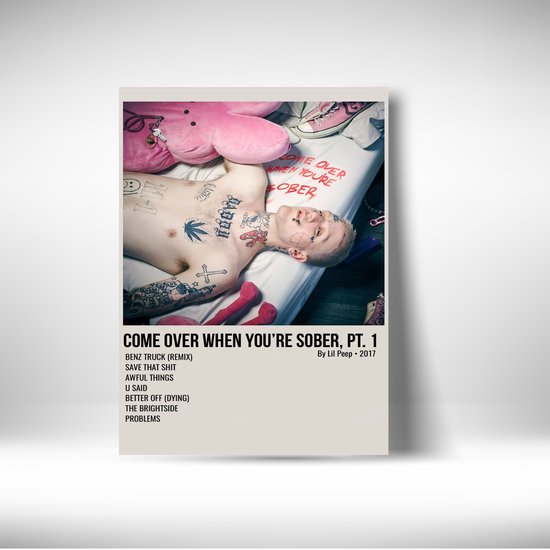 Lil Peep - metalen poster - Come Over When You're Sober - 30x40cm - album cover