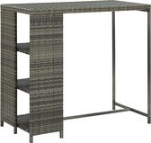 The Living Store Bistrotafel - PE-rattan - Stalen frame - Opbergrek - Grijs - 120x60x110 cm - Montage vereist