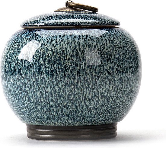 Luxe urn - 890ML - Urn - Keramiek - Voor huisdieren, honden, katten of menselijk as - Blauw - Urnen