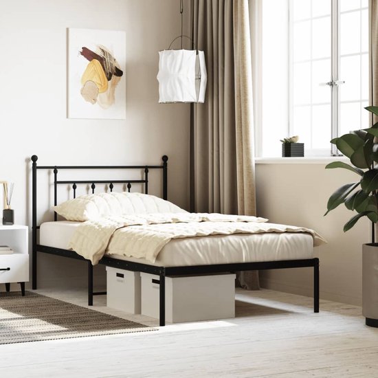 The Living Store Classic Bedframe - Metaal - 207 x 112 x 97 cm - Robuust en Comfortabel - Zwart
