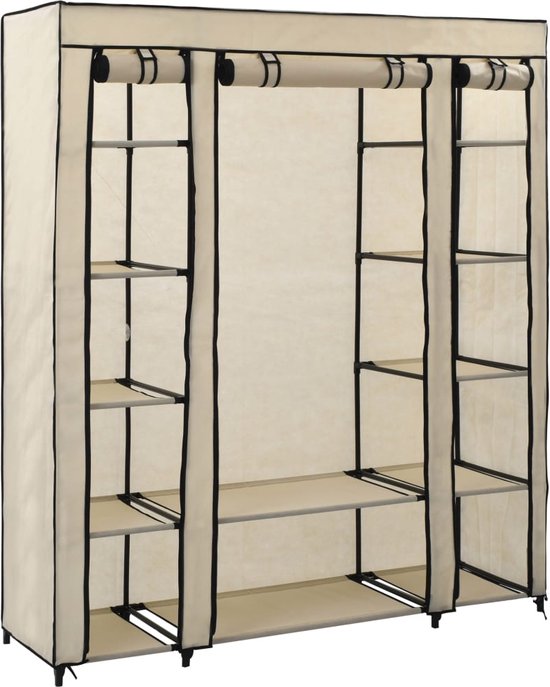 Armoire portative The Living Store - Crème - 150 x 45 x 176 cm - Avec tringles et compartiments
