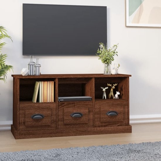 The Living Store Tv-kast Trendy Bruineiken - 100 x 35 x 50 cm - Duurzaam hout