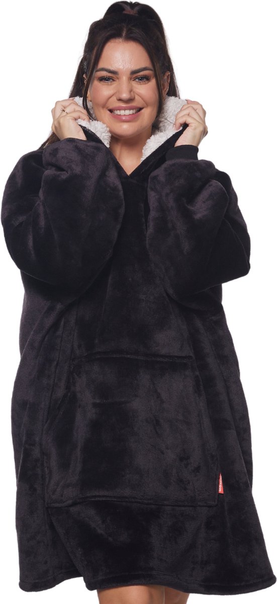 Homie Hoodie - Hoodie deken - Fleece Deken met Mouwen - Zwart - Jml