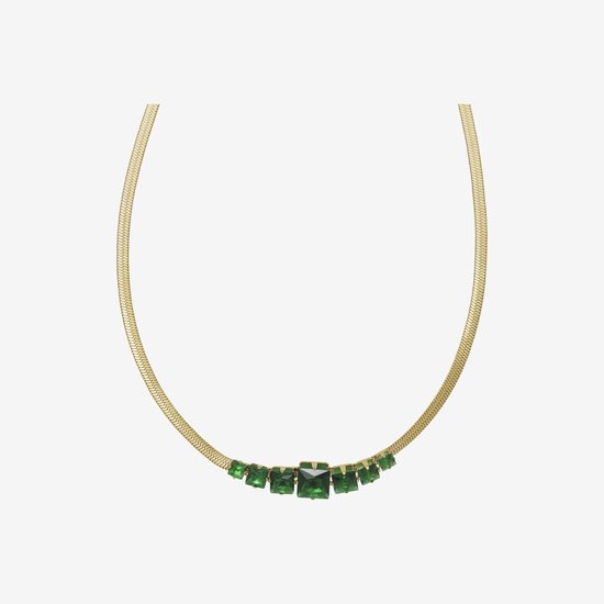 Essenza Mix Green Stones Necklace Gold