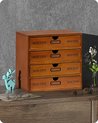 Bureauladedoos houten 4-laags opbergdoos met laden vintage sieradendoos houten kist met lade-organizer houten tafel ladekast voor opslag, 4-laags