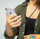 Étui de téléphone avec cordon adapté pour iPhone 7/8/SE 2020 - Zwart/ Or - Cordon téléphonique, Coque arrière, Collier, Transparent - de Heble®