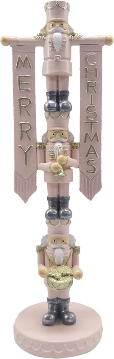 HAES deco Kerst Notenkraker Kleur Roze Formaat 10x8x30 cm Materiaal Polyresin Notenkraker Figuur Notenkraker Soldaat Kerstfiguur Kerstdecoratie