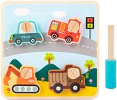 Houten puzzel voertuigen - Vanaf 18 maanden - Kinderpuzzel - Educatief montessori speelgoed - Grapat en Grimms style