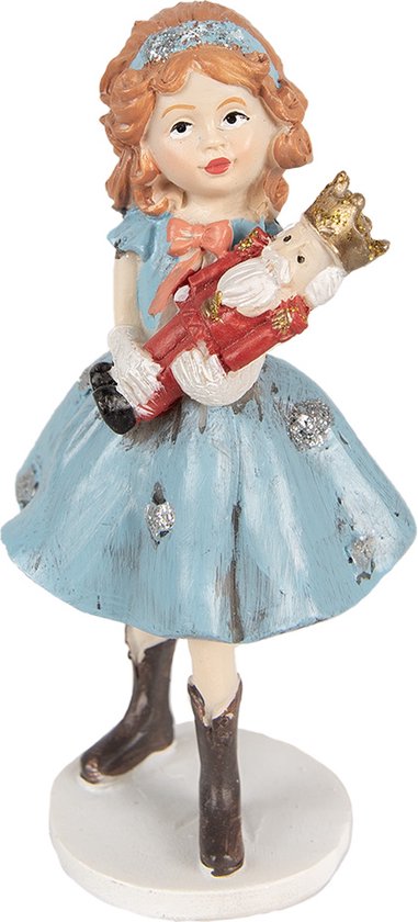 Clayre & Eef Figurine décorative Enfant 12 cm Bleu Polyrésine Figurines de Noël