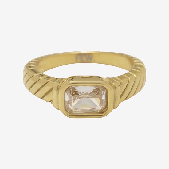 Essenza White Stone Ring Gold Size 6