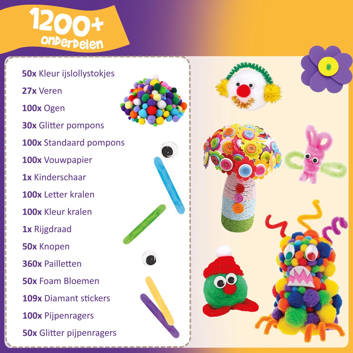 VAIVE Knutselset voor Knutselen Meisjes - Creatief Speelgoed voor Kinderen - Knutselset - Knutselkoffer - Knutselpakketten — afbeelding 6
