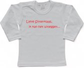 Sinterklaas | T-shirt Lange Mouw | Lieve Sinterklaas, ik kan het uitleggen... | Grappig | Cadeau | Kado | Wit/rood | Maat 98