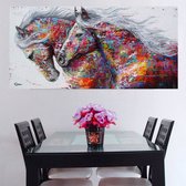 Allernieuwste.nl® Canvas Schilderij * 2 Grafitti Paarden * - Kunst aan je Muur - Grafitti - Groot - Kleur - 40 x 80 cm