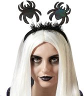 Halloween/horror verkleed diadeem/tiara - met grote spinnen - kunststof - voor dames/meisjes