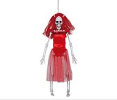 Fiestas Horror decoratie skelet/geraamte pop - duivel vrouw - 40 cm - griezelige Halloween hangdecoratie
