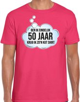 Bellatio Decorations cadeau d'anniversaire t-shirt hommes - 50 ans/Abraham - rose - chemise chatte XXL