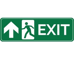 5x 400x150mm | Fire Exit sticker arrow up sticker | Uitgang rechtdoor