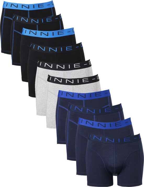 Vinnie-G Boxers Value Pack - 10 pièces - Noir / Blue/ Gris - Taille S - Sous-vêtements pour hommes - Geen étiquettes irritantes - Sous-vêtements pour hommes en Katoen
