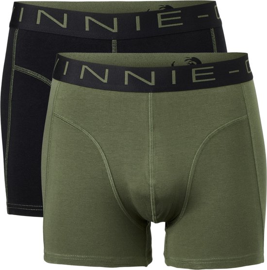 Vinnie-G Boxershorts 2-pack Black/Forest Stitches - Maat L - Heren Onderbroeken Zwart/Donkergroen - Geen irritante Labels - Katoen heren ondergoed