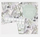 Familie Weekplanner 2024 - Kalender - Planner - Familieplanner - Groot Formaat - Met Stickervel - Planner & Familie kalender - Om aan de muur te hangen - Gezinsplanner - Pastel groen - Botanical