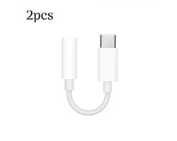 2x USB C naar 3.5mm Jack Adapter - Audiojack naar USB-C - Audiojack 3.5 - Audio Jack USB-C - Audio Jack Kabel - Wit