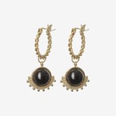 Essenza Black Stone Earrings Gold