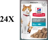 Voordeelpakket: 2 x Hill's Kattenvoer Science Plan Feline Sterilised Gesteriliseerd Young Cat Forel Natvoer 12x85 g