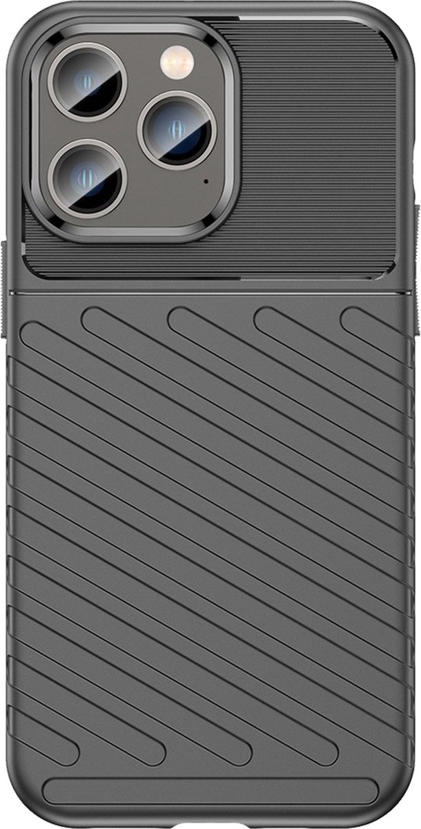 Just in Case hoesje geschikt voor iPhone 14 Pro - Siliconen Hoesje met Grip - Zwart