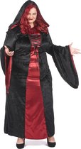 LUCIDA - Grote maten gotisch kostuum met rode en zwarte capuchon voor dames - XXL