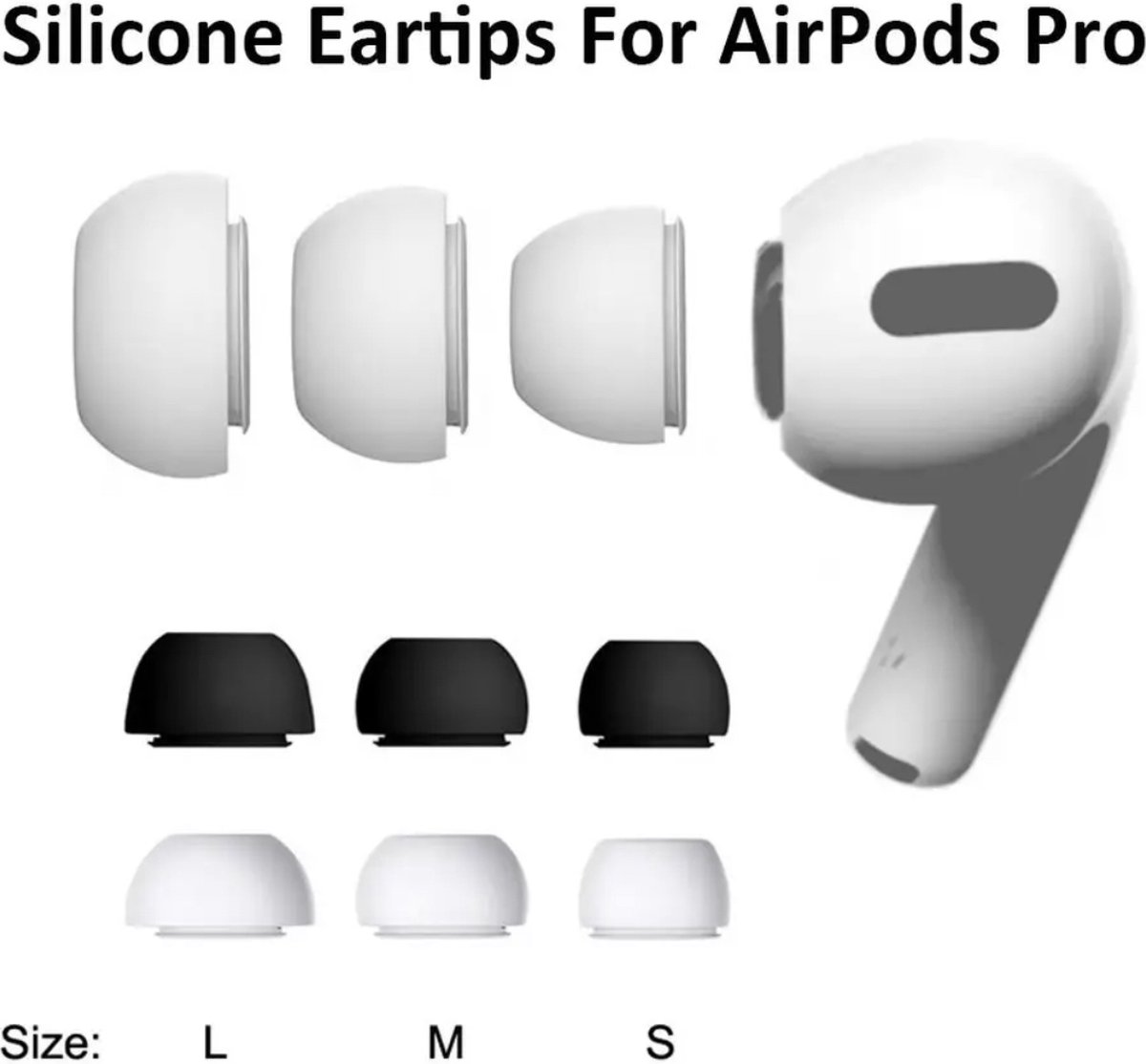 3x s/m/l Oordopjes voor Apple Airpods Pro - Airpods Pro tips - Airpods Pro vervanging tips - 3 paar oordopjes voor Airpods Pro - Small / Wit