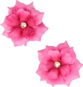 Haarspeld Duckklem Bloem 6cm Strass Roze Haarklem Haarclip 2 Stuks Haar Klem Hair Clip Flower