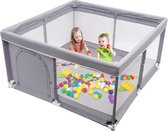 Baby box - Speelbox van 125x125x65cm - Kinderbox met zuignap - Kruipbox voor Baby - Grijs