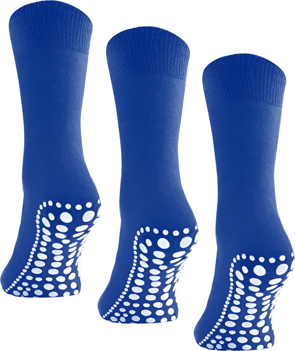 Budino® Huissokken Anti Slip - Dikke Antislip sokken - 1 paar - Gripsokken - Dikke Yoga Pilates Sokken - maat 35-38 - Kobalt Blauw