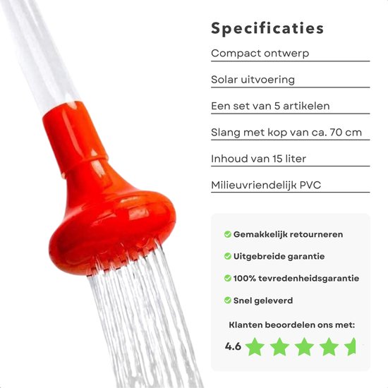 Cheqo® Campingdouche 15 Liter - Outdoor Douche - Buitendouche - Douche voor Camping - Zonnedouche - Waterzak - Douchezak van Cheqo — afbeelding 5