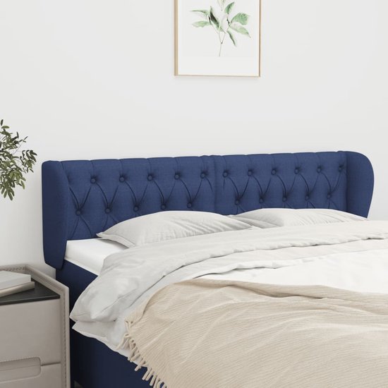Tête de lit The Living Store Blauw - 163 x 23 x 78/88 cm - Matériau durable - Hauteur réglable - Support confortable