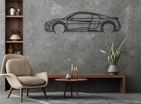Audi R8 Silhouette – Metaal Kunst - Wanddecoratie - Man Cave - Auto Decoratie - 80cm X 20cm - Muurdecoratie - Cadeau voor man