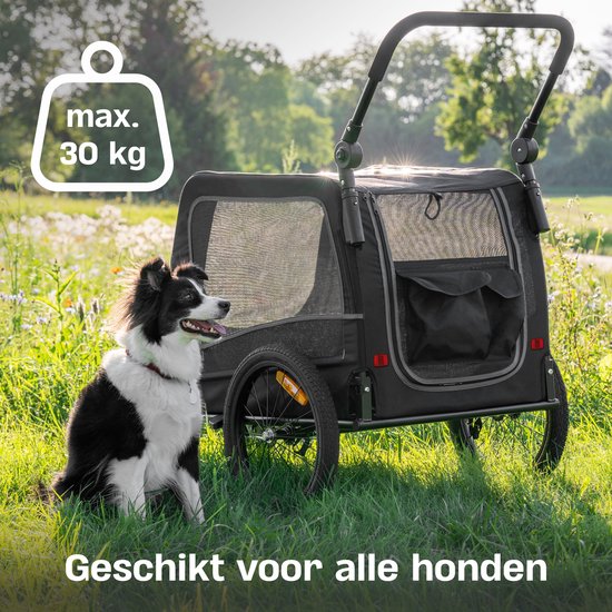 TrevoPet - Hondenfietskar - Hondenkar - Hondenfietskar Opvouwbaar - Hondenfietskar voor Kleine en Grote honden (max. 30kg) - Honden Fietskar - 2-in-1 Hondenfietskar voor Fiets naar Hondenbuggy - Hondenwagen - Geschikt voor E-Bikes en Normale Fietsen