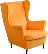 Wingback stoelhoezen, 2-delige set Stretch Wingback stoelkussen bankhoezen, fluwelen fauteuil gooit Wing Back stoelhoezen meubelbeschermers voor woonkamer slaapkamer hotel (oranje01)