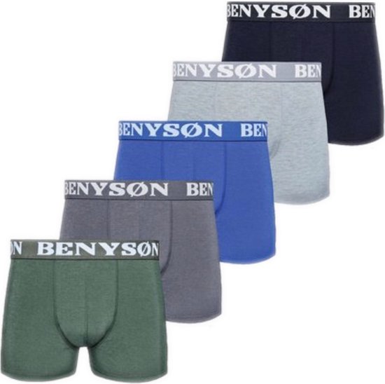 BENYSON® Boxershorts - 5-Pack - Katoenen onderbroeken - multi color - maat L - type 4001