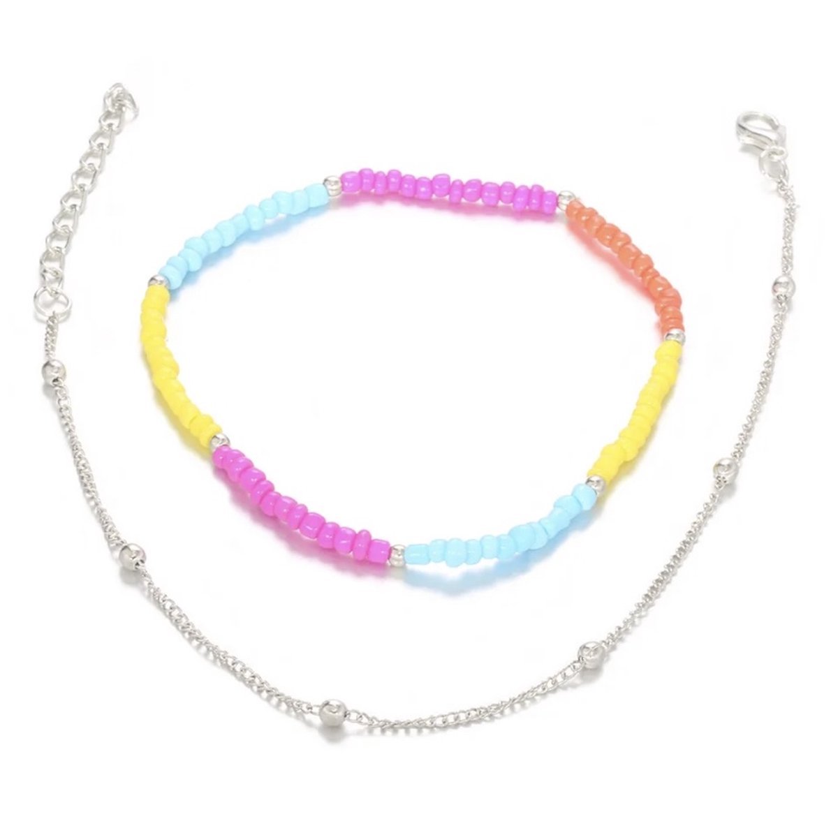 Jomide Enkelbandje Colours & Silver - 2 stuks