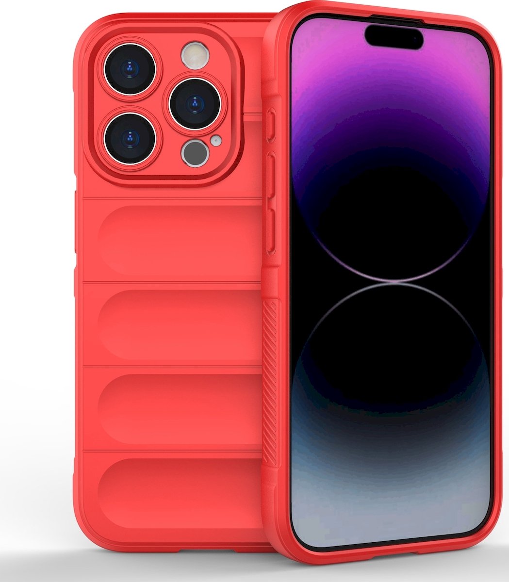 Mobigear Hoesje geschikt voor Apple iPhone 15 Pro Telefoonhoesje Flexibel TPU | Mobigear Bumpy Backcover | iPhone 15 Pro Case | Back Cover - Rood