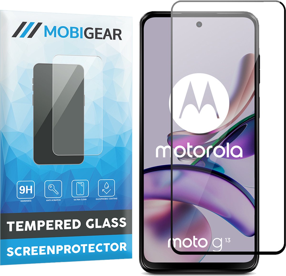 Mobigear Screenprotector geschikt voor Motorola Moto G13 Glazen | Mobigear Premium Screenprotector - Case Friendly - Zwart