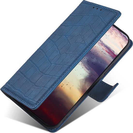 Mobigear Croco Phone Case adapté pour POCO X5 Pro Case Bookcase Wallet - Blauw