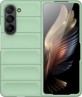 Mobigear Hoesje geschikt voor Samsung Galaxy Z Fold 5 Telefoonhoesje Flexibel TPU | Mobigear Bumpy Backcover | Galaxy Z Fold 5 Case | Back Cover - Groen