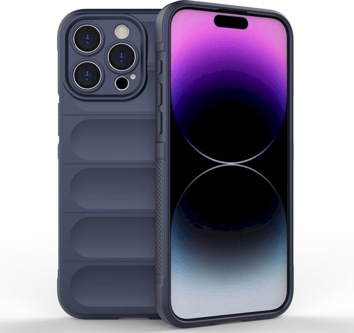 Mobigear Hoesje geschikt voor Apple iPhone 15 Pro Max Telefoonhoesje Flexibel TPU | Mobigear Bumpy Backcover | iPhone 15 Pro Max Case | Back Cover - Donkerblauw