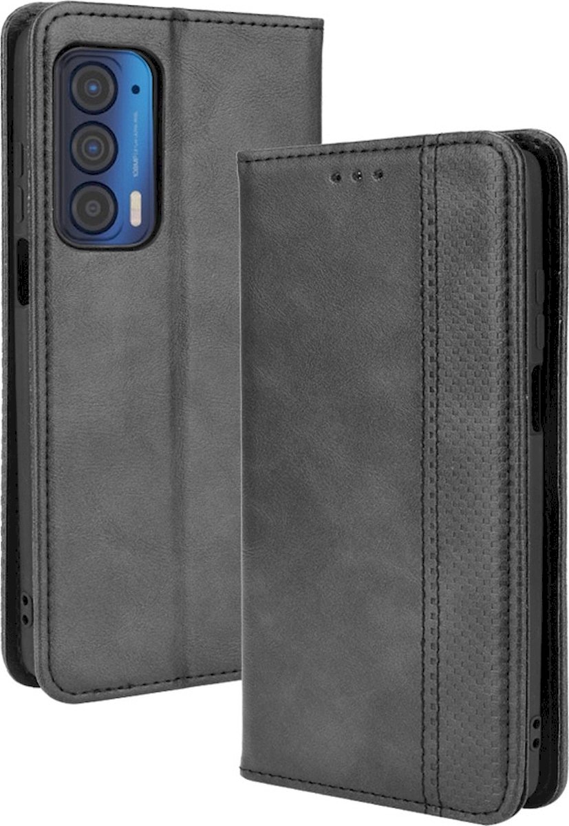 Mobigear Telefoonhoesje geschikt voor Motorola Edge (2021) Hoesje | Mobigear Sensation Bookcase Portemonnee | Pasjeshouder voor 3 Pasjes | Telefoonhoesje voor Pinpas / OV Kaart / Rijbewijs - Zwart