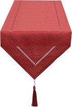 Tafelloper linnen rood 32 x 180 cm, tafelloper, linnenlook, hoogwaardige tafelloper, effen, modern, onderhoudsvriendelijk, tafelloper voor eettafel, salontafel, restaurant, decoratie