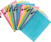 10 STKS Rits File Bags, Plastic Document Tassen Zip Portemonnee Mappen Mesh Rits Pouch Document Houder voor Office Home School Reizen (Veelkleurig, A4 formaat 13,4 x 9,4 Inches)