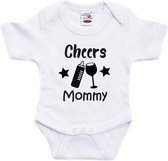 Bellatio Decorations baby rompertje - Cheers Mommy - wit - kraam/moederdag cadeau 56